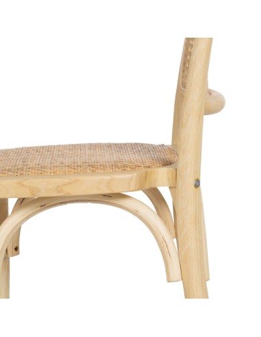 Silla colonial DORANE de madera de olmo y ratán.