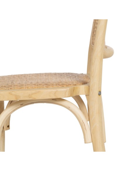 Silla colonial DORANE de madera de olmo y ratán.