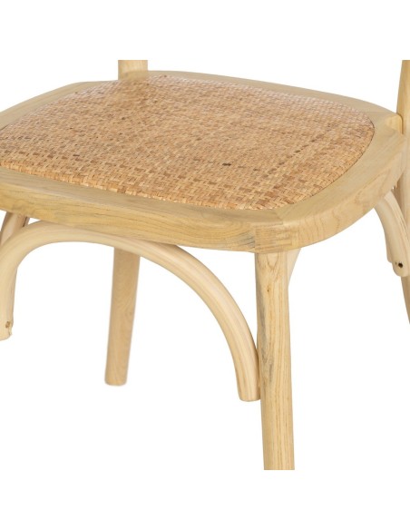 Silla colonial DORANE de madera de olmo y ratán.