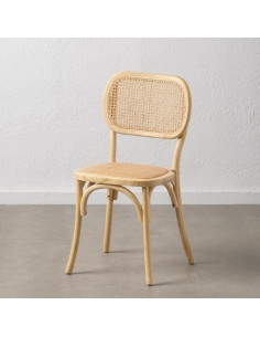 Silla colonial DORENA de madera de olmo y ratán.
