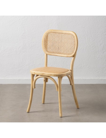 Silla colonial DORENA de madera de olmo y ratán.