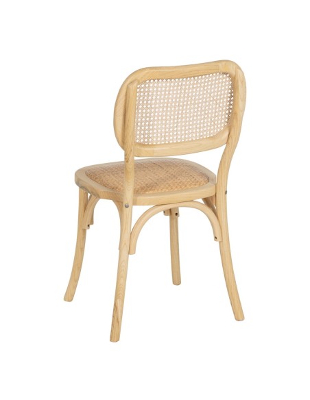 Silla colonial DORENA de madera de olmo y ratán.