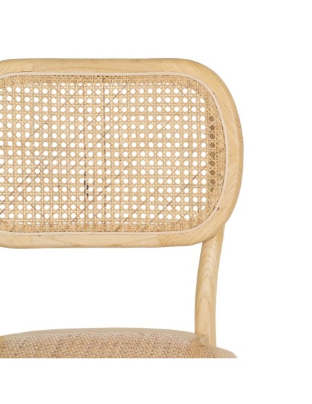 Silla colonial DORENA de madera de olmo y ratán.