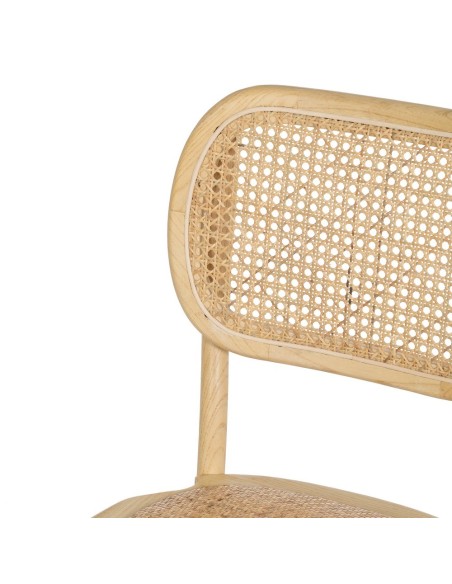 Silla colonial DORENA de madera de olmo y ratán.