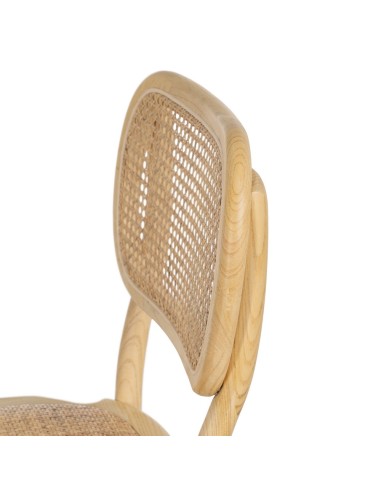 Silla colonial DORENA de madera de olmo y ratán.