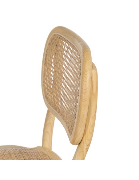 Silla colonial DORENA de madera de olmo y ratán.