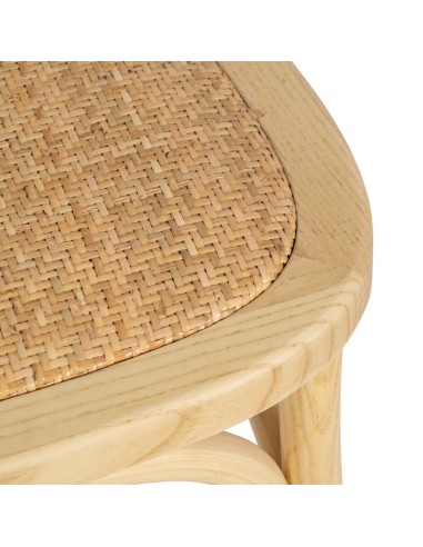 Silla colonial DORENA de madera de olmo y ratán.