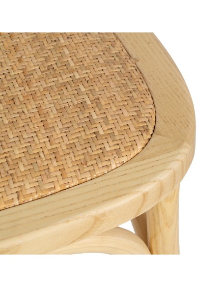 Silla colonial DORENA de madera de olmo y ratán.