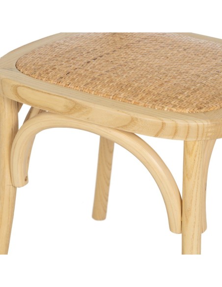 Silla colonial DORENA de madera de olmo y ratán.