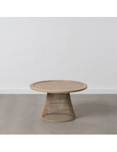 Mesa de centro redonda de rattan KOHANA com metal Ø 70 cm.