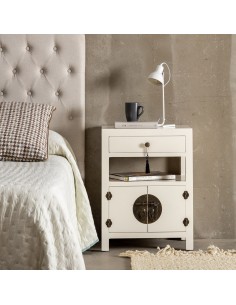 Mesa de cabeceira Oriental TAY, 50 x 66cm, 2 portas e 1... 2