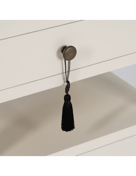 Mesa de cabeceira Oriental TAY, 50 x 66cm, 2 portas e 1 gaveta branca.