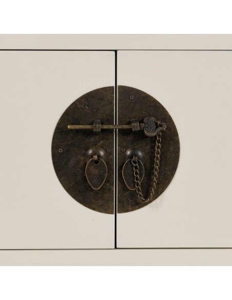 Mesa de cabeceira Oriental TAY, 50 x 66cm, 2 portas e 1 gaveta branca.