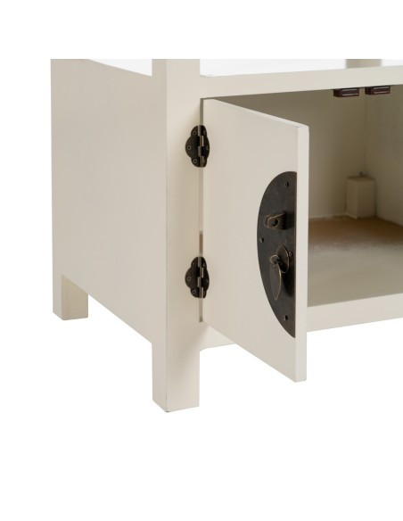 Mesita de noche Oriental TAY, 50 x 66cm, 2 puertas y 1 cajones blanco.