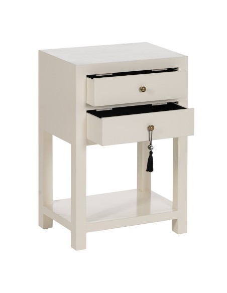 Mesa de cabeceira oriental YAKU, 66x45 cm, 2 gavetas em branco.