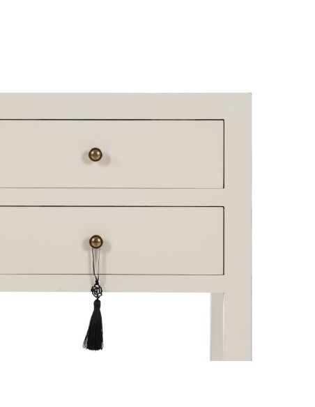 Mesa de cabeceira oriental YAKU, 66x45 cm, 2 gavetas em branco.