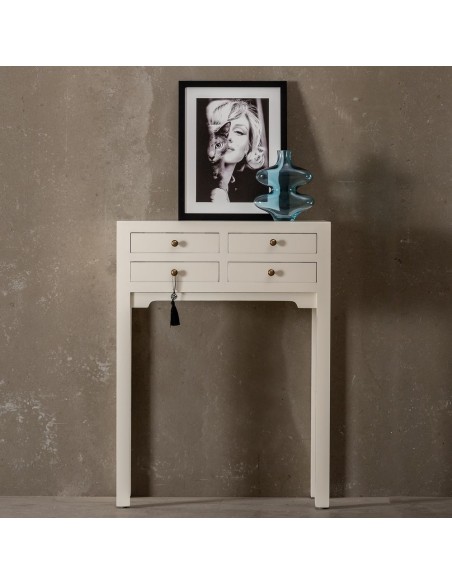 Consola oriental YUKI, 63 x 85 cm, 4 gavetas brancas.