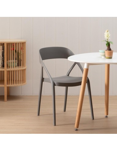 Silla apilable HANI de polipropileno gris.