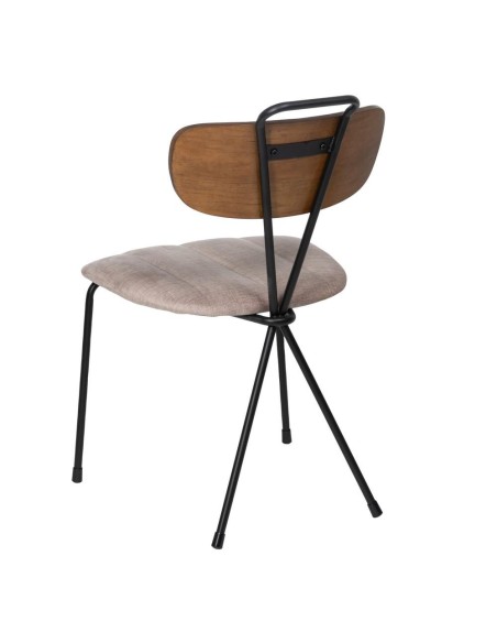Silla MUREM de tejido en beige y metal con acabado negro.