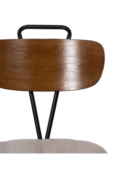 Silla MUREM de tejido en beige y metal con acabado negro.