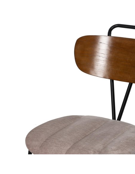 Silla MUREM de tejido en beige y metal con acabado negro.