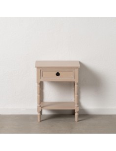 Mesa auxiliar BRUK em madeira natural, 48 x 40 x 61 cm.