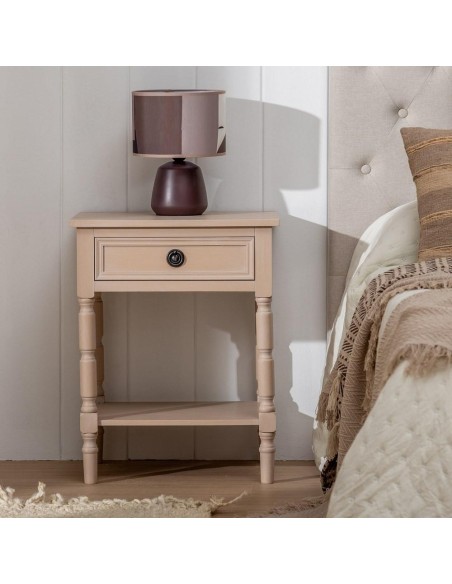 Mesa auxiliar BRUK em madeira natural, 48 x 40 x 61 cm.