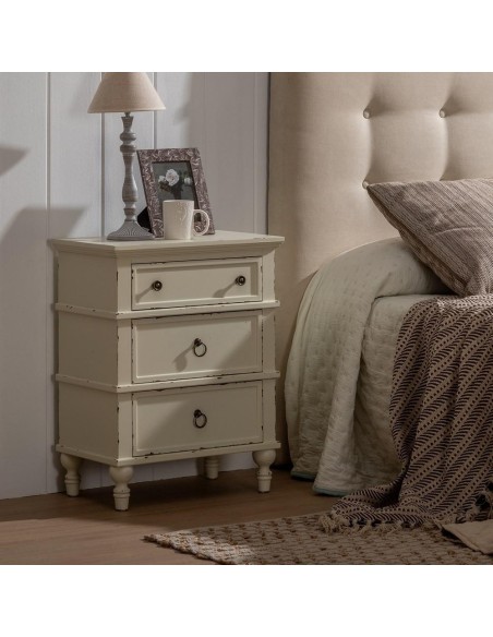 MESITA BLANCO ROZADO MADERA 51 X 32 X 66 CM