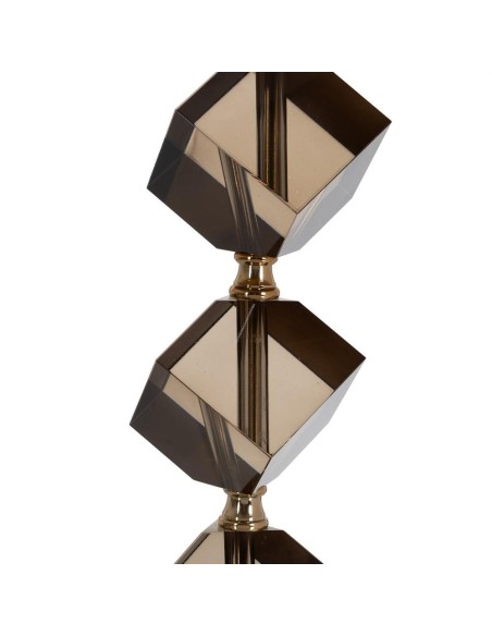 LÁMPARA MESA MARRÓN-ORO METAL-CRISTAL 28 X 28 X 62 CM