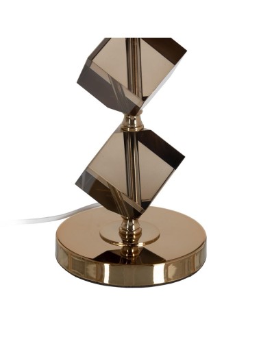 LÁMPARA MESA MARRÓN-ORO METAL-CRISTAL 28 X 28 X...