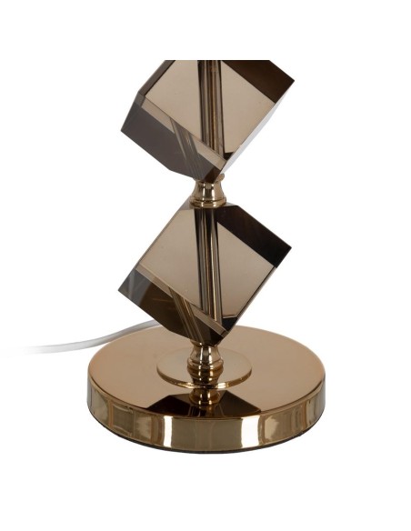 LÁMPARA MESA MARRÓN-ORO METAL-CRISTAL 28 X 28 X 62 CM