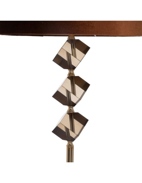LÁMPARA SUELO MARRÓN-ORO METAL-CRISTAL 43 X 43 X 163 CM
