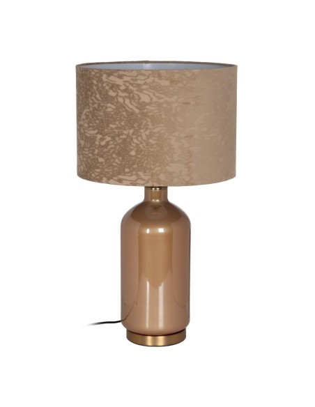 LÁMPARA MESA BEIGE DORADO CRISTAL 39 X 39 X 68,50 CM