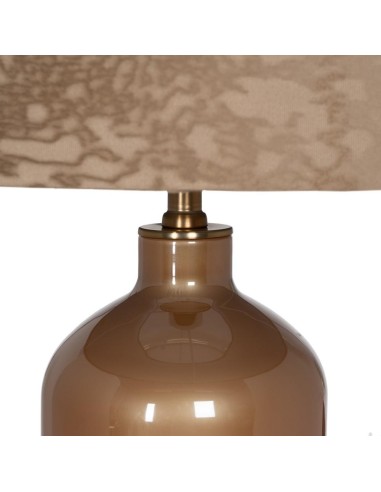 LÁMPARA MESA BEIGE DORADO CRISTAL 39 X 39 X...