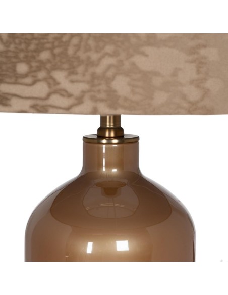 LÁMPARA MESA BEIGE DORADO CRISTAL 39 X 39 X 68,50 CM