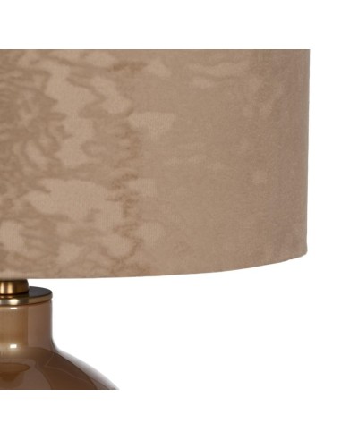 LÁMPARA MESA BEIGE DORADO CRISTAL 39 X 39 X...