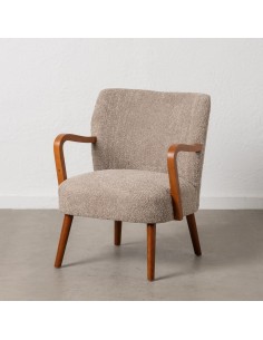 SILLÓN TAUPE TEJIDO-MADERA DECORACIÓN 56 X 56 X 78 CM