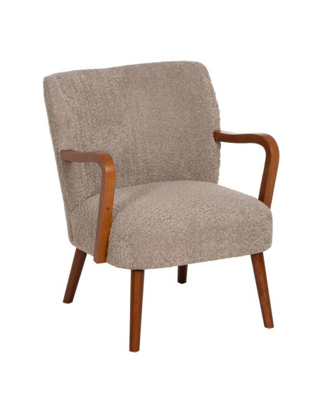 SILLÓN TAUPE TEJIDO-MADERA DECORACIÓN 56 X 56 X 78 CM