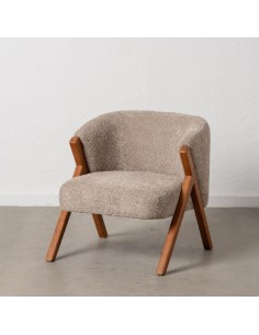 SILLÓN TAUPE TEJIDO-MADERA DECORACIÓN 66 X 65 X 70 CM