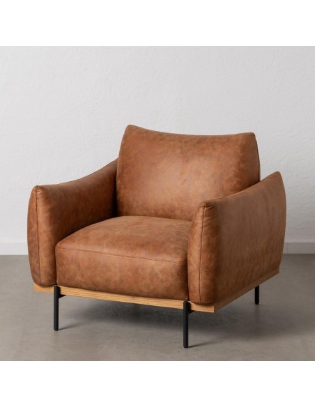 SILLÓN MARRÓN TEJIDO-MADERA SALÓN 102 X 89 X 86 CM