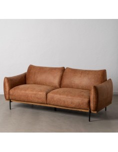 SOFÁ 3 PLAZAS MARRÓN TEJIDO-MADERA SALÓN 210 X 89 X 86 CM