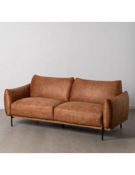 SOFÁ 3 PLAZAS MARRÓN TEJIDO-MADERA SALÓN 210 X 89 X 86 CM