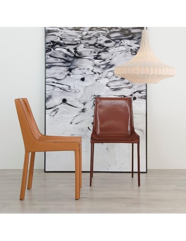 SILLA MARRÓN PIEL SALÓN 48 X 52 X 86 CM