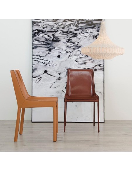 SILLA MARRÓN PIEL SALÓN 48 X 52 X 86 CM