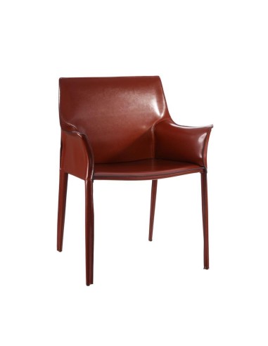 SILLA CON BRAZOS MARRÓN PIEL SALÓN 65 X 51 X 84 CM