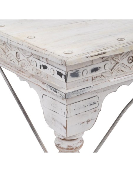 MESA CENTRO BLANCO ROZADO MADERA MANGO 177 X 100 X 50 CM