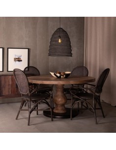 MESA COMEDOR NATURAL-NEGRO 140 X 140 X 75 CM 2