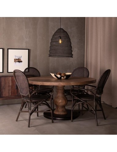 MESA COMEDOR NATURAL-NEGRO 140 X 140 X 75 CM