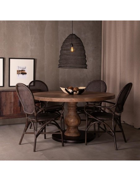 MESA COMEDOR NATURAL-NEGRO 140 X 140 X 75 CM