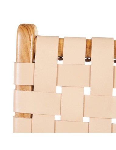 SILLA BEIGE MADERA TECA-PIEL 50 X 56 X 87 CM